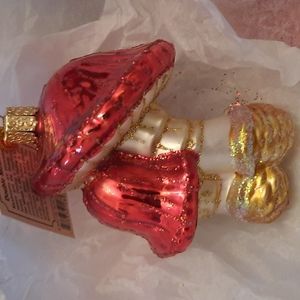 Mushroom Old World Christmas Glass Ornament Red Capped Fungus Retired Rare NWT